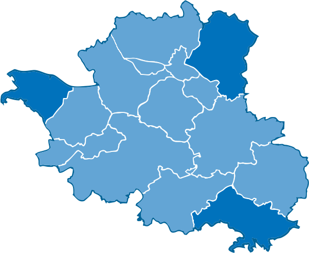 Karte mit den Ortgruppen der Bezirk Esslingen